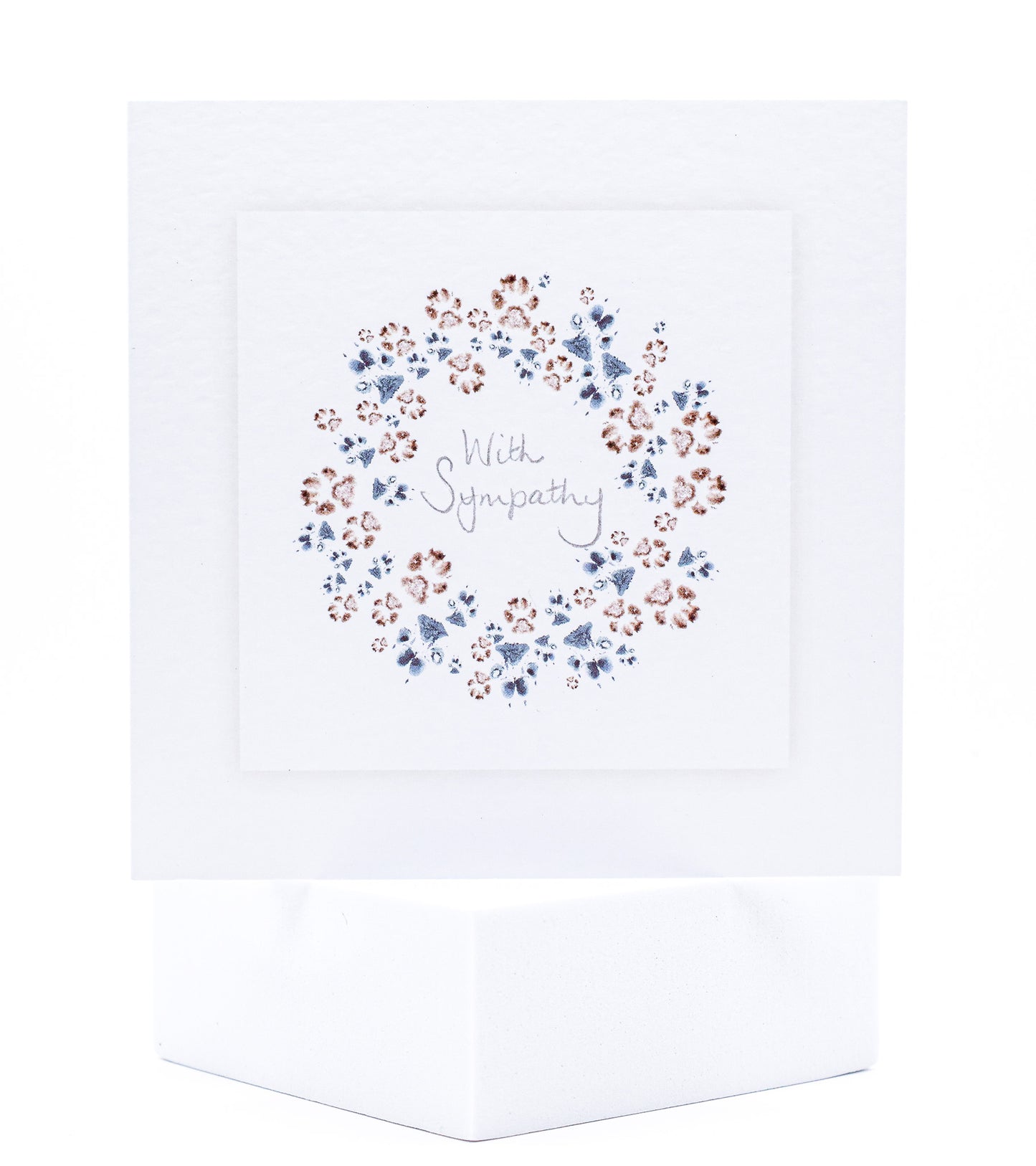 Wreath of paw prints with "With Sympathy" written in the centre - pet sympathy card by Sarah Brown Cards