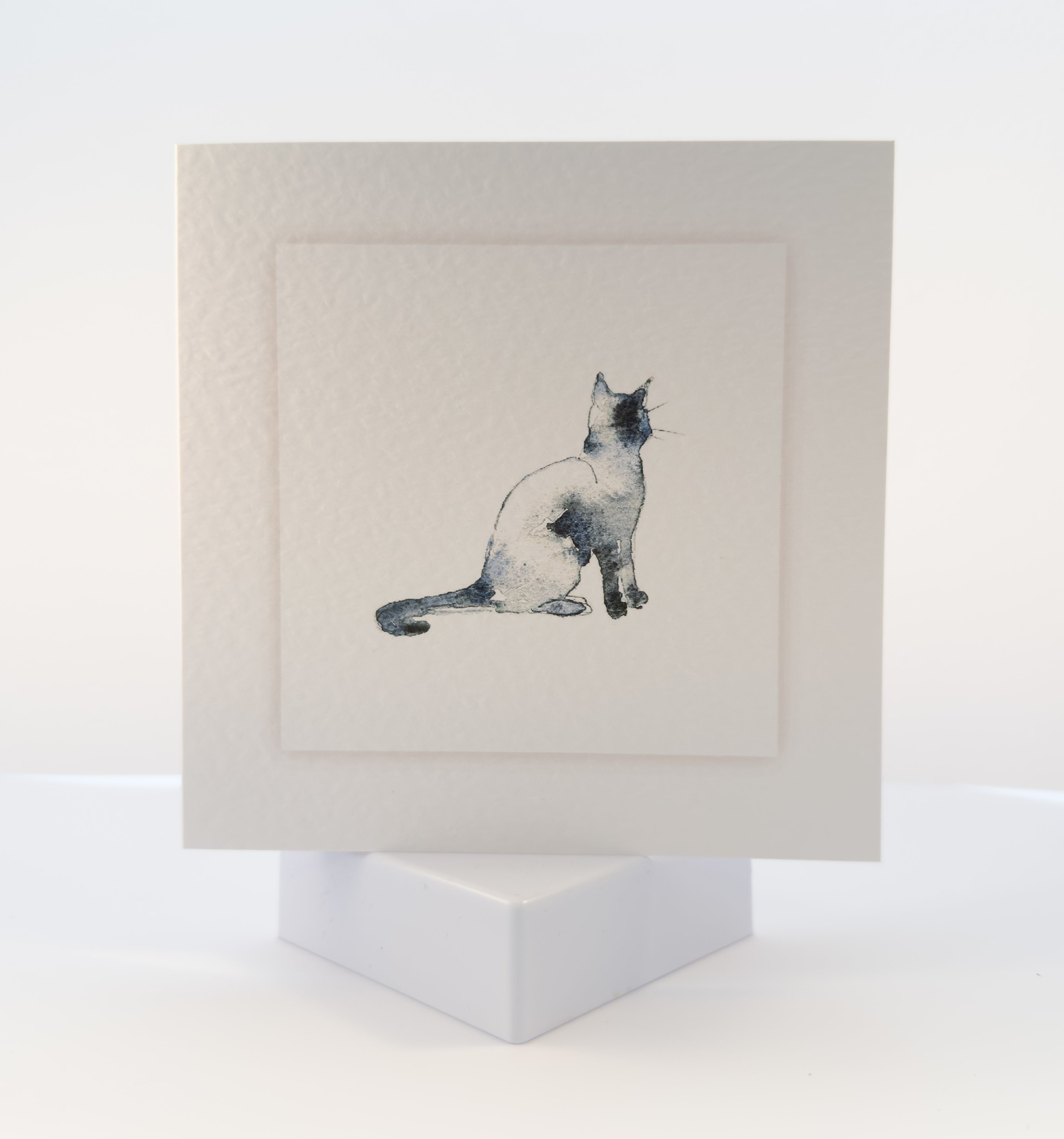 card with watercolour painting of a sitting cat