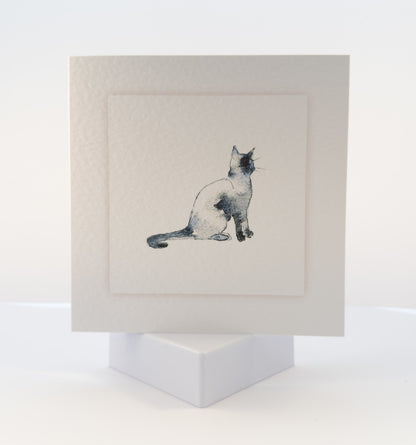 card with watercolour painting of a sitting cat