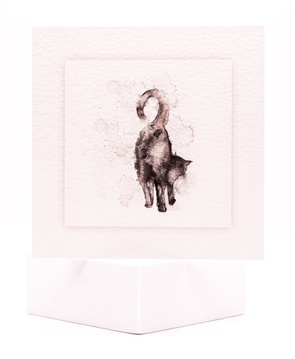 Watercolour Feline Image of a black cat by Sarah Brown Cards