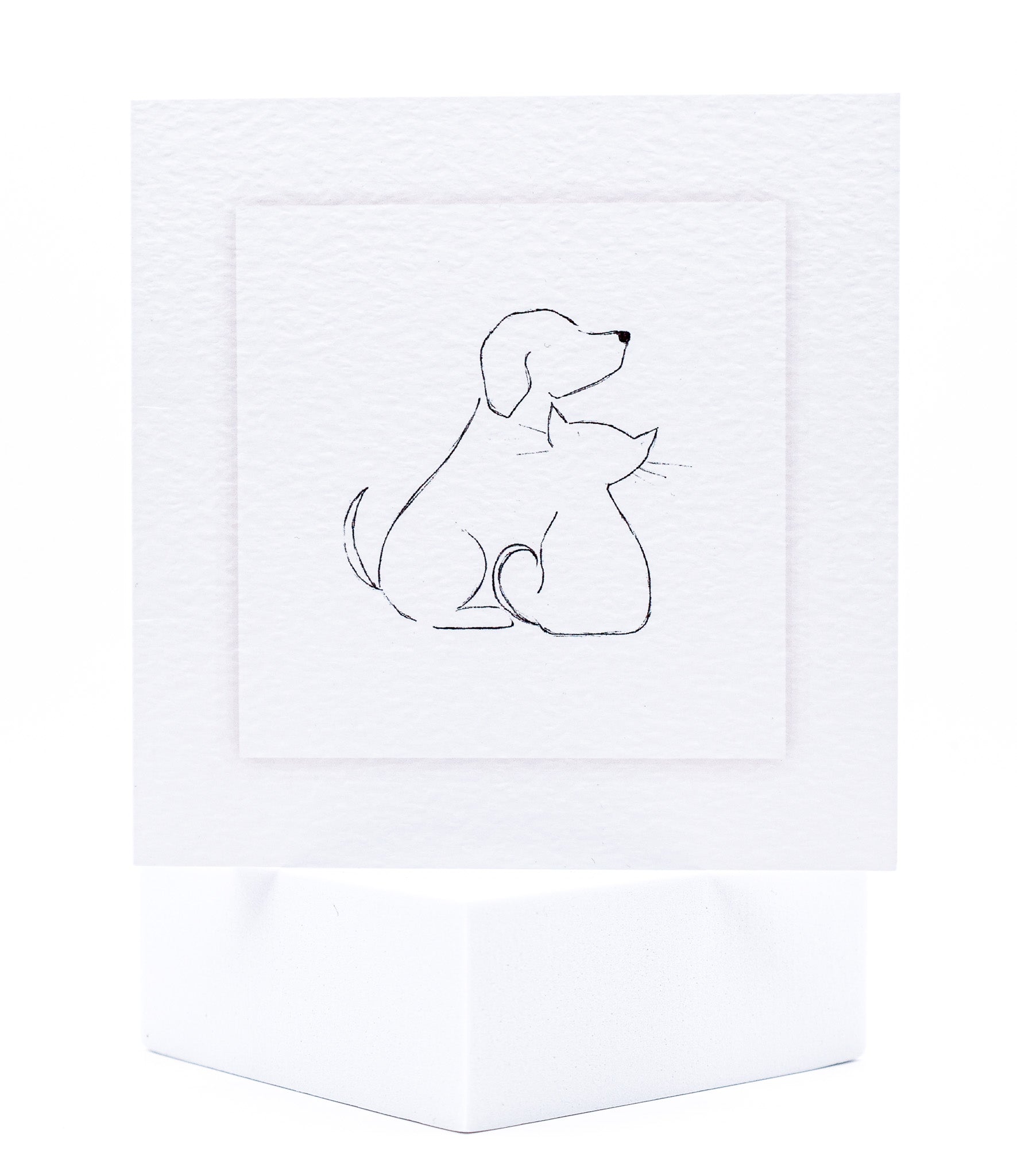 Outline of a dog and a cat in pencil - pet sympathy card by Sarah Brown Cards
