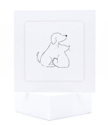 Outline of a dog and a cat in pencil - pet sympathy card by Sarah Brown Cards