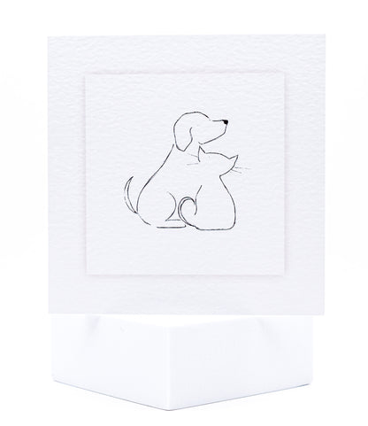 Outline of a dog and a cat in pencil - pet sympathy card by Sarah Brown Cards