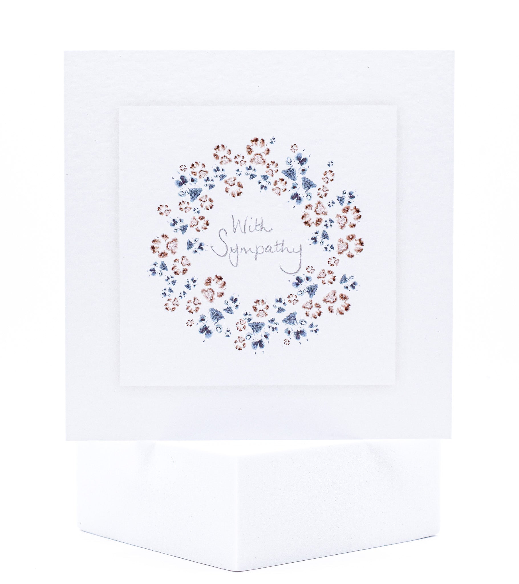 Wreath of paw prints with "With Sympathy" written in the centre - pet sympathy card by Sarah Brown Cards