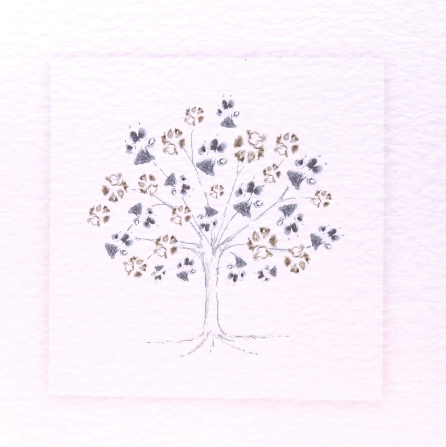 Pet sympathy card of a tree made from paw prints by Sarah Brown Cards