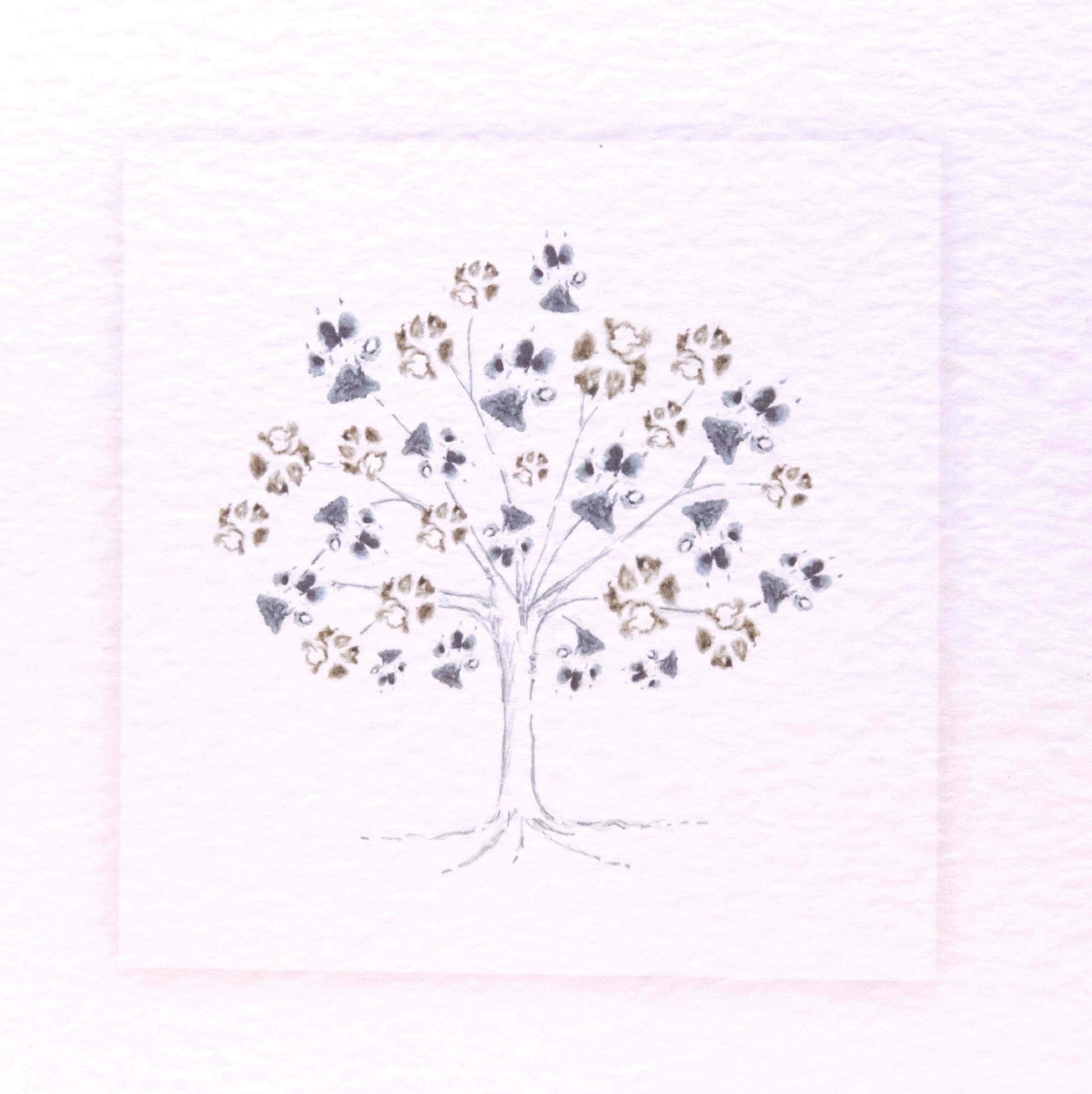 Pet sympathy card of a tree made from paw prints by Sarah Brown Cards