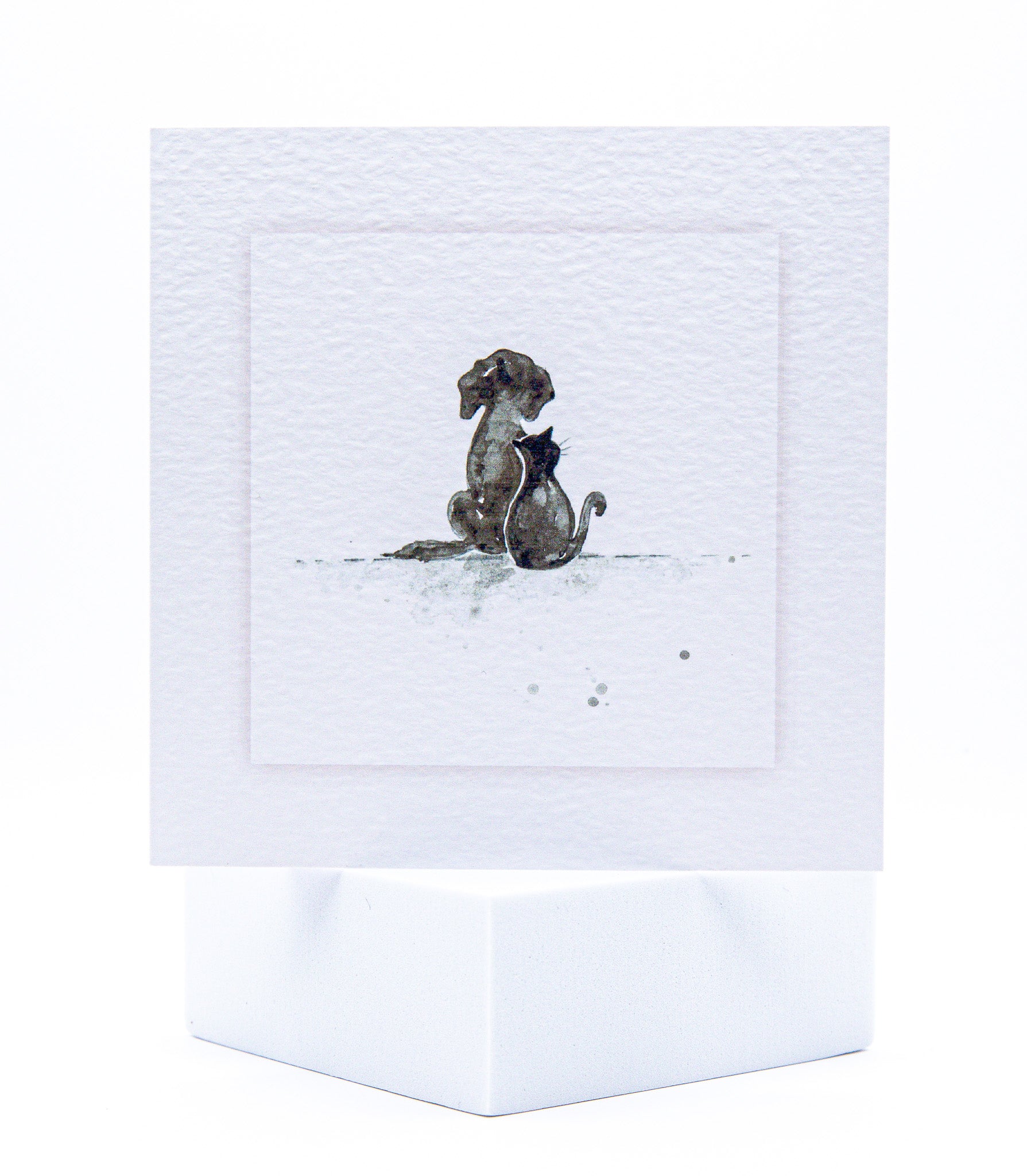 Watercolour silhouette of a dog and cat - pet sympathy card by Sarah Brown Cards