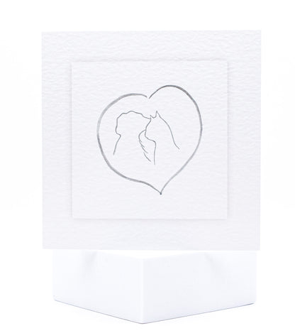 Pet sympathy card sketch of a dog and cat inside a heart by Sarah Brown Cards