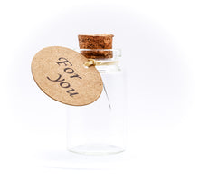 Pet Hair Memorial Glass bottle with tag and cork lid by Sarah Brown Cards