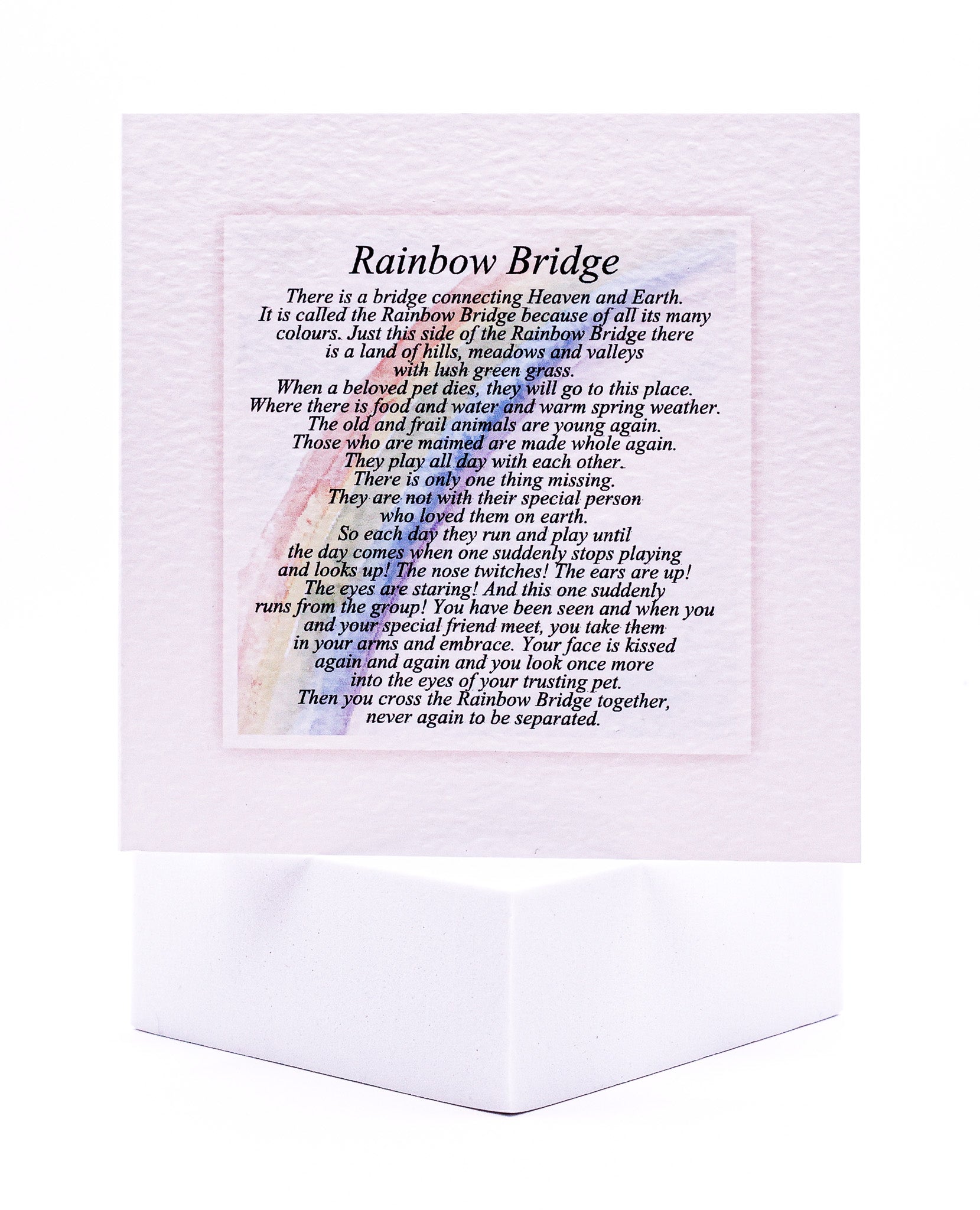 Rainbow Bridge Poem Pet Sympathy Card by Sarah Brown Cards